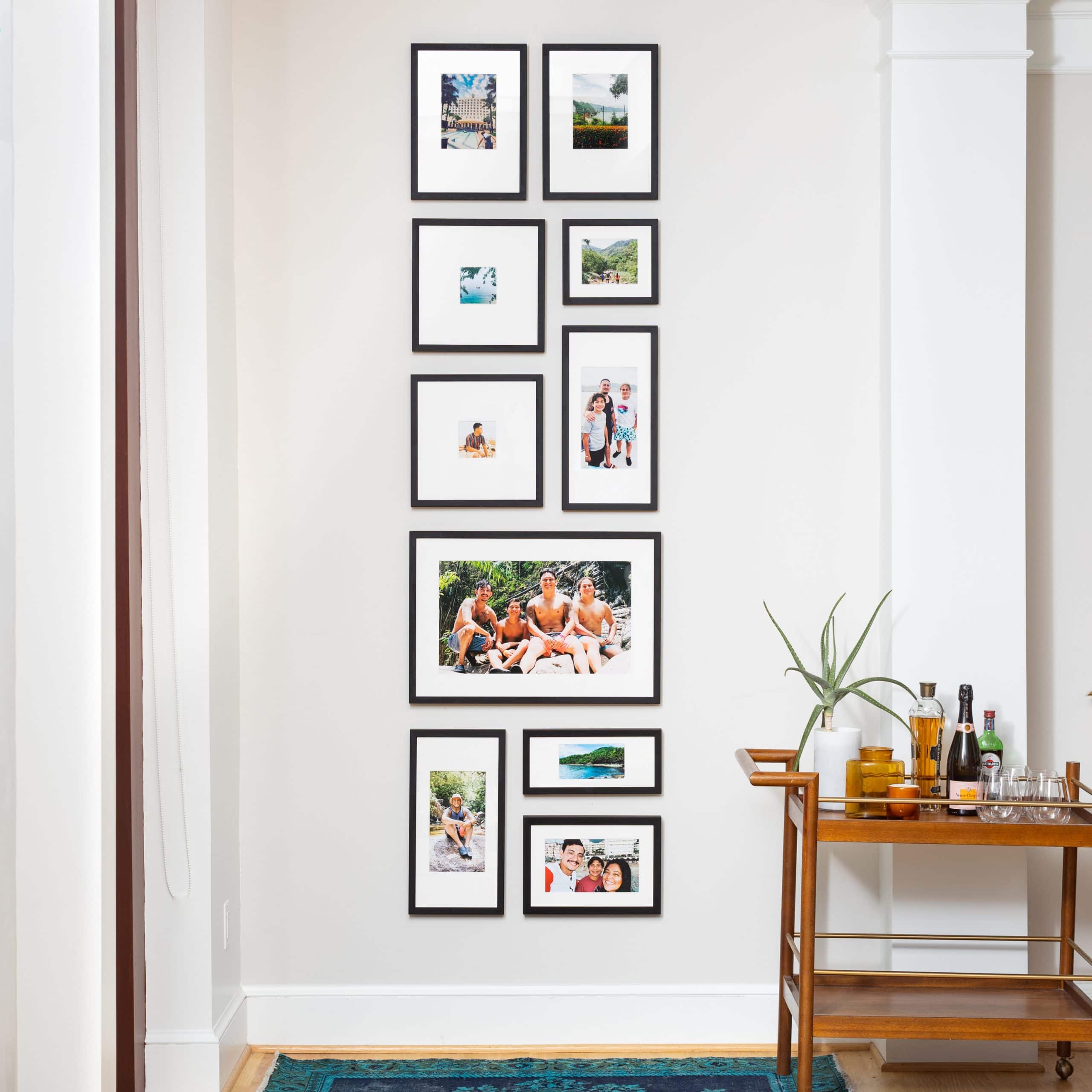 narrow wall gallery wall design