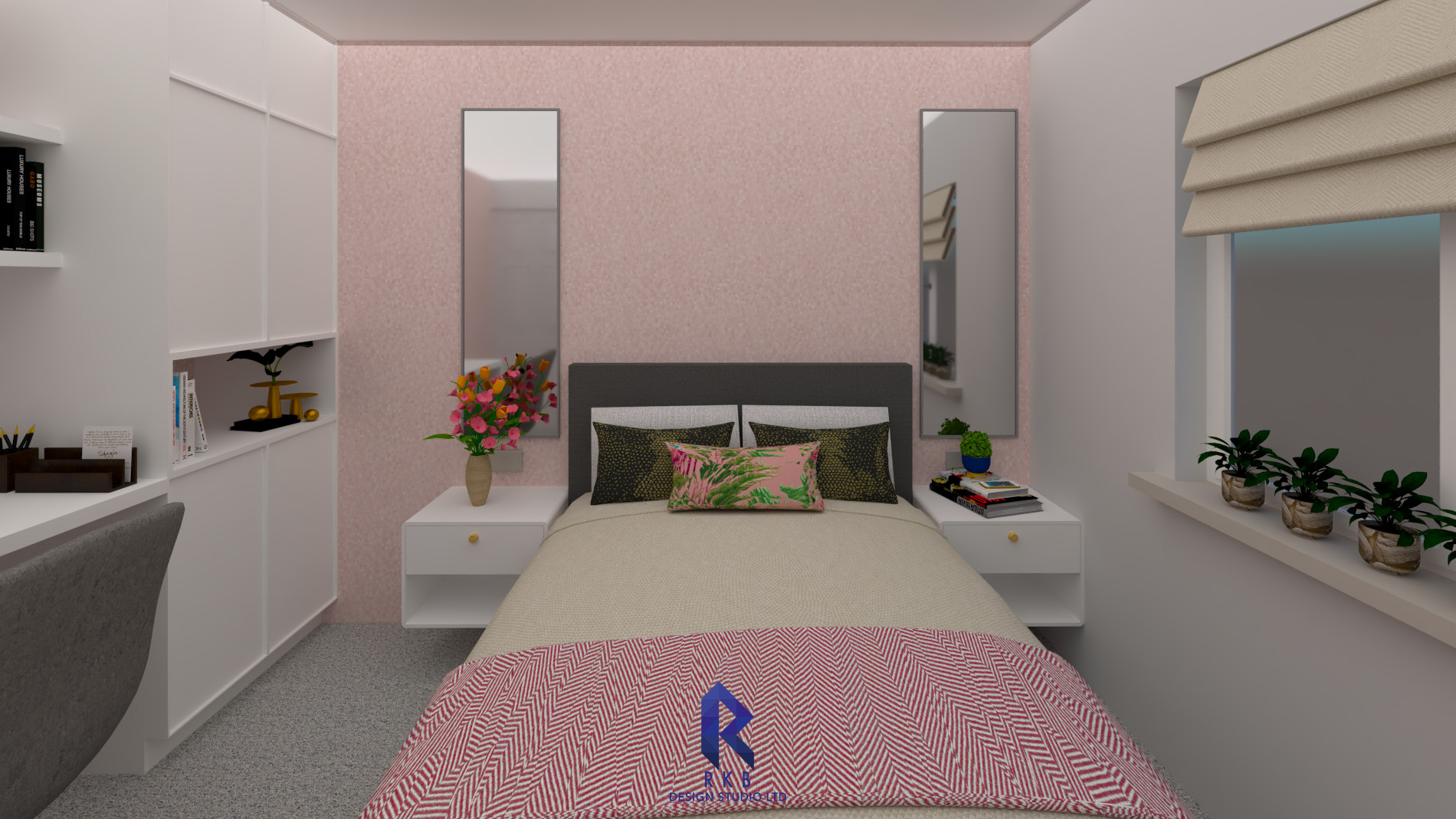 pink bedroom interiors
