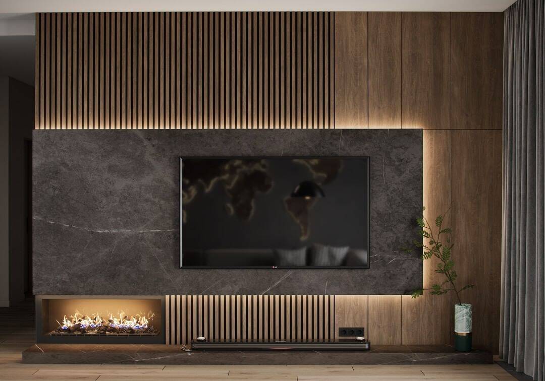 TV WALL WITH BACK LIT PANEL